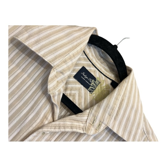 Indigo Palms Denim Co. Men’s Shirt Sz M Long Sleeve Striped Button up Tan/White - Picture 12 of 14